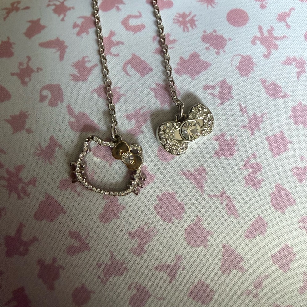 Hello Kitty Pink and Gold Necklace Set
